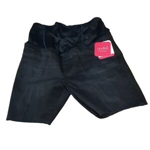 ISABEL maternity by Ingrid and Isabel crossover panel black denim shorts SZ 14